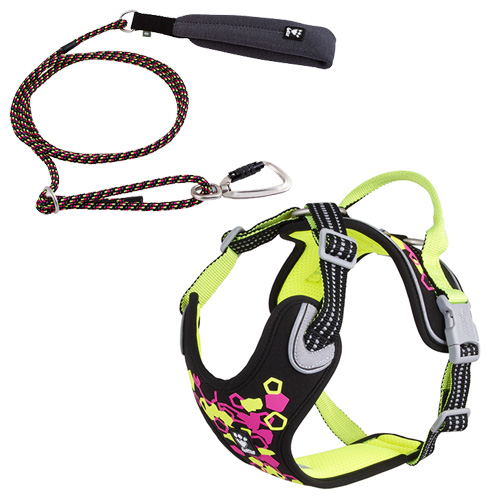 PETTORINA WE WARRIOR NEON 45-60 CM + GUINZAGLIO REGOLABILE 8 MM